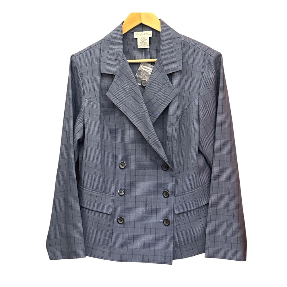 Vintage Pride & Joy Blazer Glen Plaid Double Breasted Dark Academia Officecore